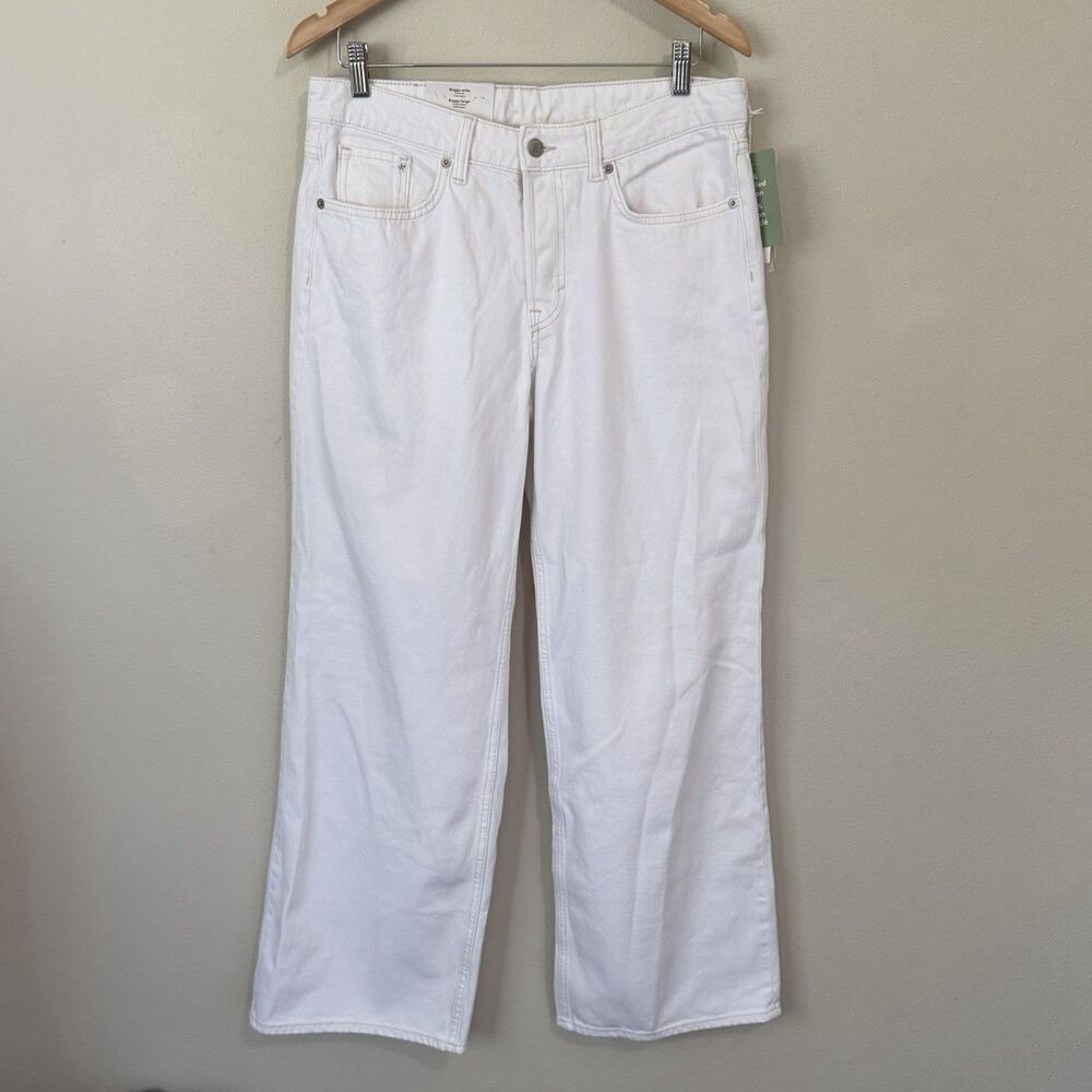 NEW H&M Womens 6 Wide Leg High Rise Jeans White Baggy Loose Fit NWT